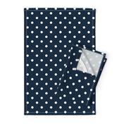 White Polkadots on Marine Navy Blue