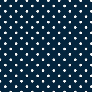 White Polkadots on Marine Navy Blue