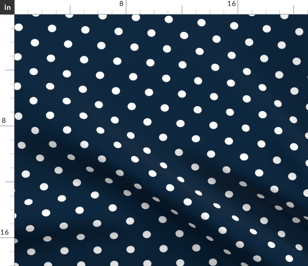 White Polkadots on Marine Navy Blue