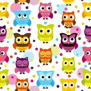 Pink Polka Dot Owls