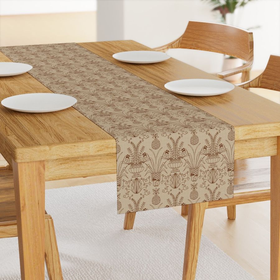 Bobwhite Damask Sepia Linen