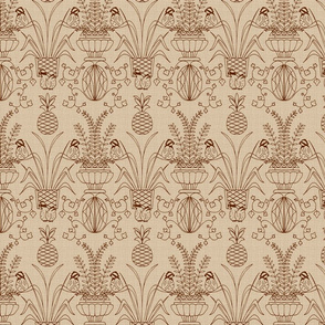 Bobwhite Damask Sepia Linen