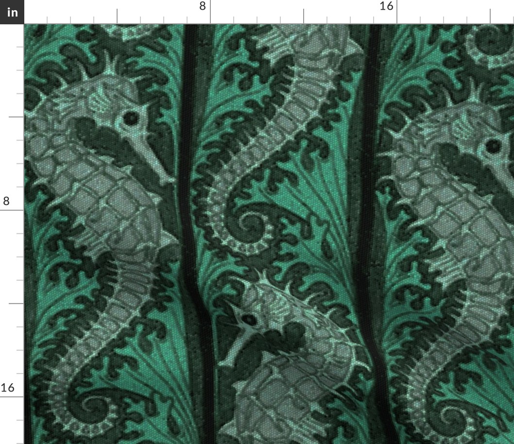 Seahorse Stripe Mosaic Emerald Grey 