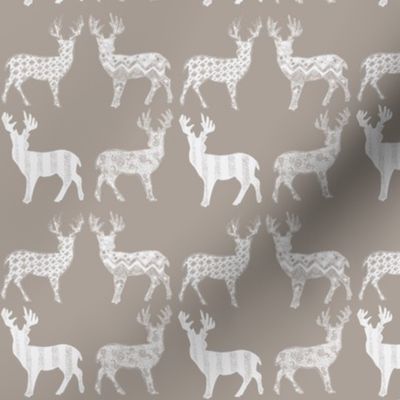 White Meadow Deer White on Taupe