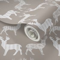 White Meadow Deer White on Taupe