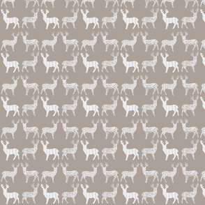 White Meadow Deer White on Taupe