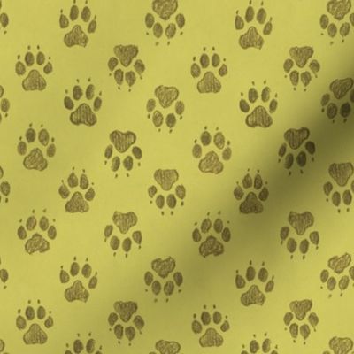 Canine Pawprints Celery Green