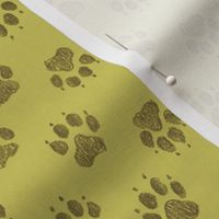 Canine Pawprints Celery Green