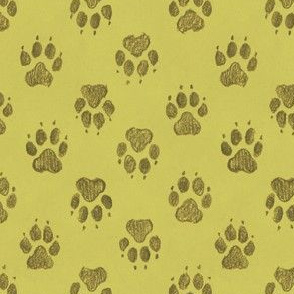 Canine Pawprints Celery Green