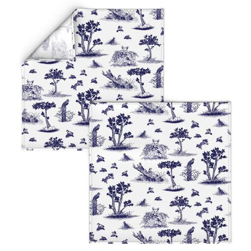 bobwhite quail toile de jouy blue