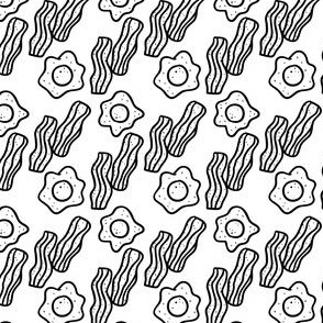 cute seamless breakfast food pattern with egg and bacon sketch