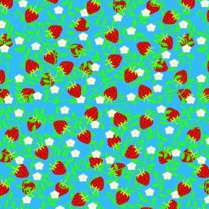 Strawberries on blue