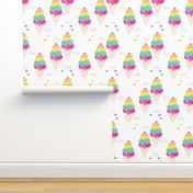 Colorful summer ice cream cone fun trendy kids water color illustration holiday print