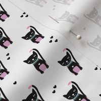 Cute black and white cats with pink violet color pops illustration print for kids