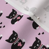 Adorable violet black kitten fun cat illustration in scandinavian abstract style print for kids and cats lovers