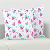 Colorful summer hot pink watermelon fruit hand painted pattern