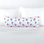 Colorful summer hot pink watermelon fruit hand painted pattern