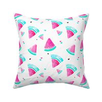 Colorful summer hot pink watermelon fruit hand painted pattern