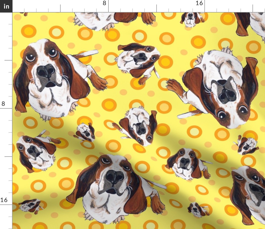 Basset Hound In Yellow Fabric | Spoonflower