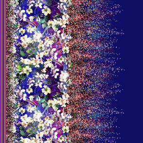 WHITE VIOLETS DOUBLE BORDER PRINT FEAST OF BLOSSOM Night Blue