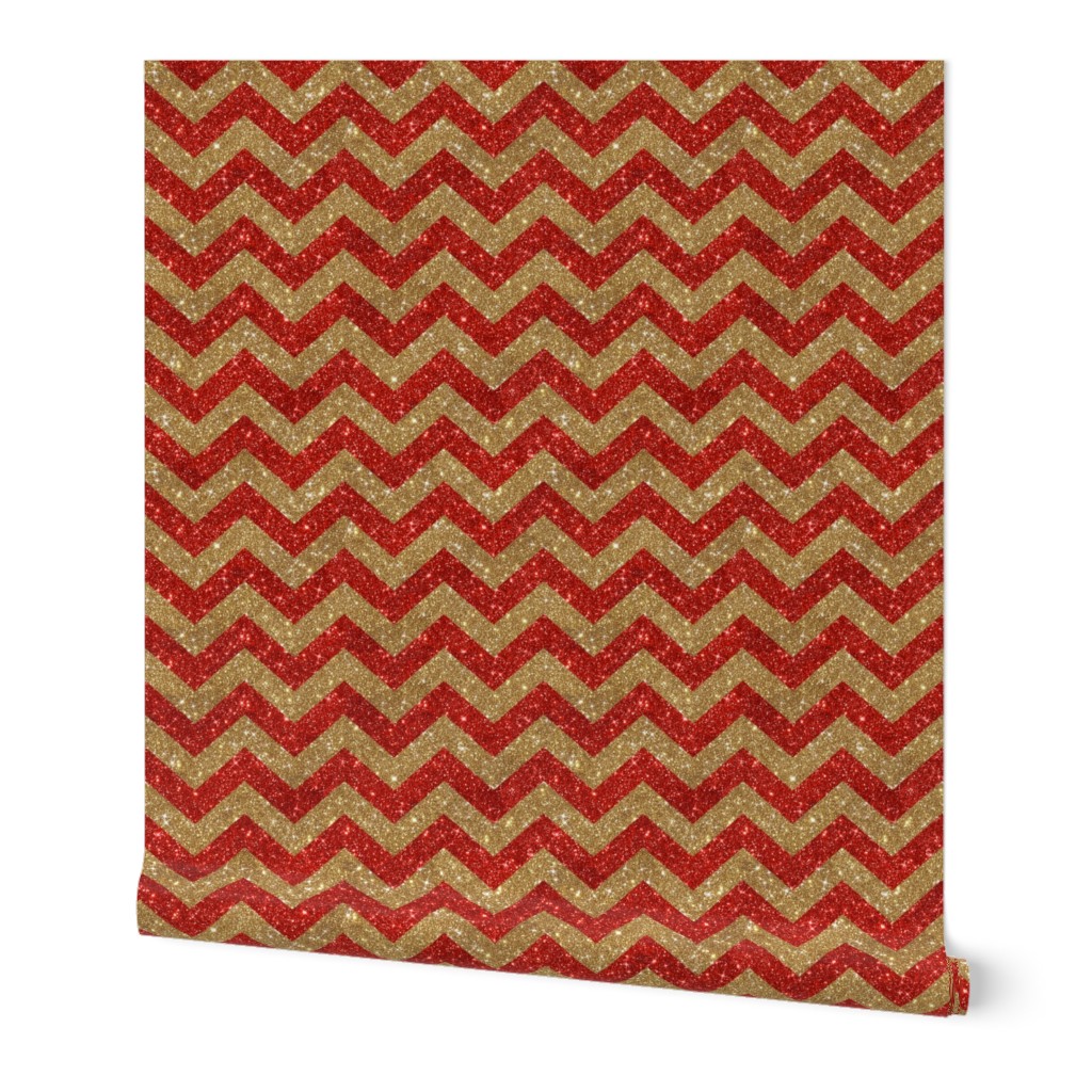 Glitter Chevron Red and Gold