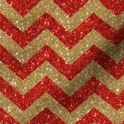 Glitter Chevron Red and Gold