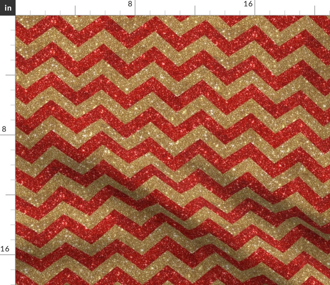 Glitter Chevron Red and Gold