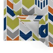 Green Navy Orange custom chevron