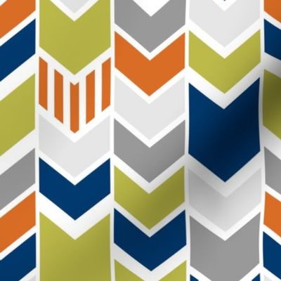 Green Navy Orange custom chevron