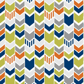 Green Navy Orange custom chevron