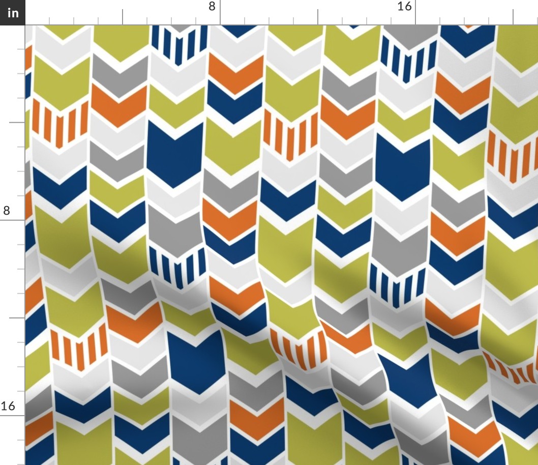 Green Navy Orange custom chevron