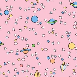 Outer Space to the Max (Pink) || tiny stars & planets