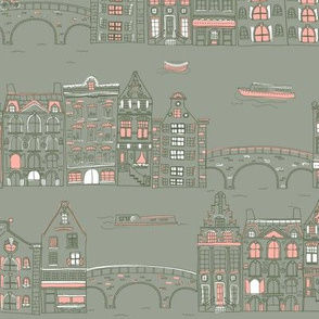 Amsterdam Canal Buildings: Grey