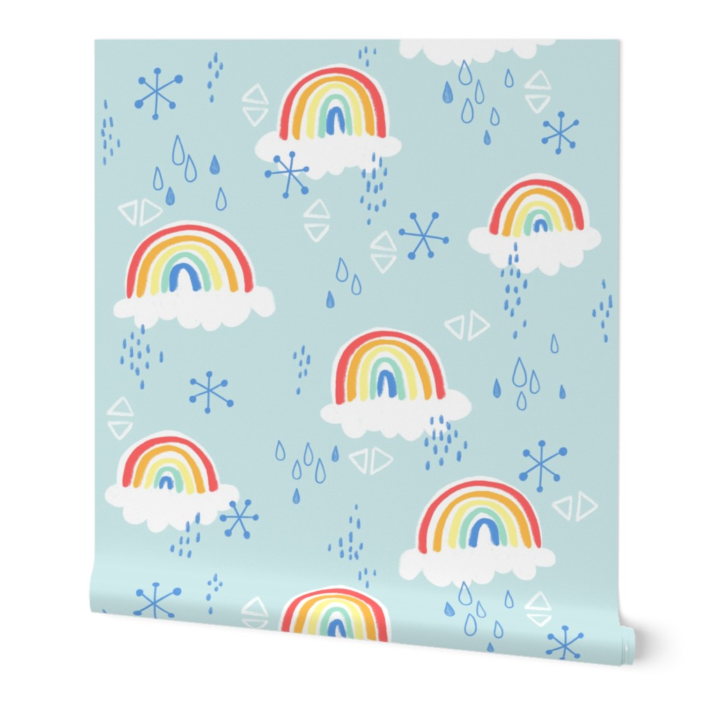 rainbows on blue - small