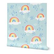 rainbows on blue - small