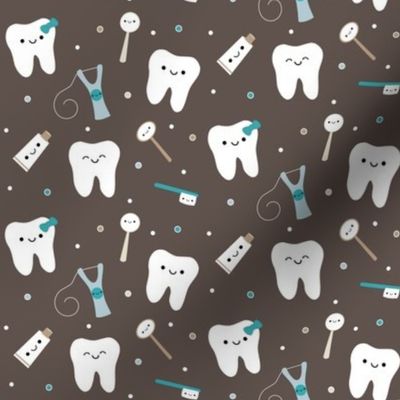 Happy Teeth & Friends - Brown & Teal