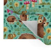 Hedgehog Garden Party - Teal