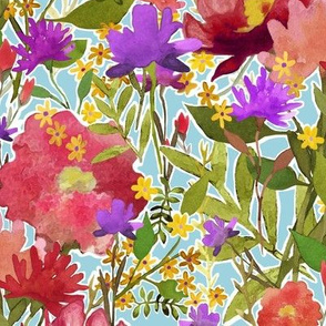 Rose Garden Watercolor Flower Pattern
