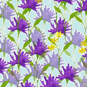 Purple & Yellow Watercolor Flower Pattern
