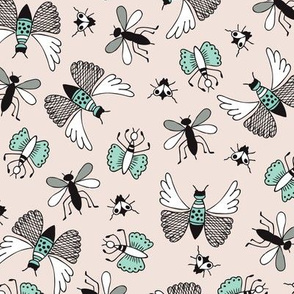 Quirky butterfly insects bugs flies and mosquito illustration whimsical garden