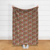 Whimsical Floral Pattern on Dark Brown