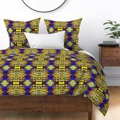  Iconic African Symbols on Yellow and Blue