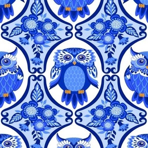 Delft Blue and White Owls Ogee