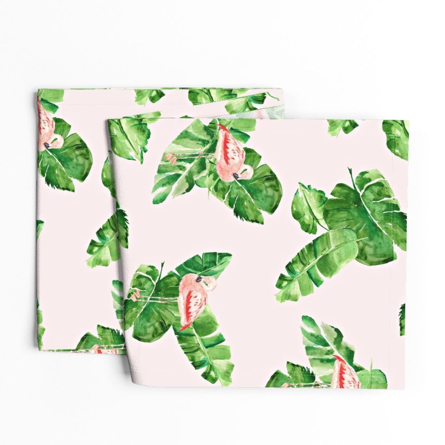 Banana Leaves And Flamingos