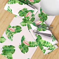 Banana Leaves And Flamingos