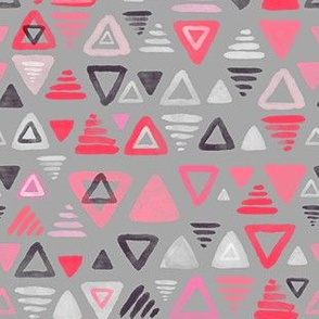 Summer Melon Hot Pink Triangles on Grey