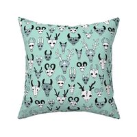 Skulls reindeer moose goat and other animals western hunt theme for creepy fashion and halloween mint