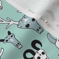 Skulls reindeer moose goat and other animals western hunt theme for creepy fashion and halloween mint