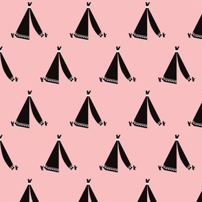 Trendy teepee and indian summer arrow illustration geometric aztec print in coral pink