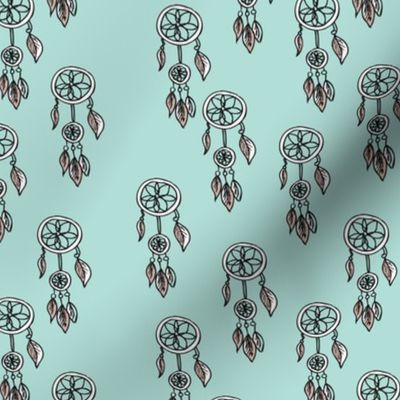 Indian summer dreamcatcher sweet dreams night print in mint